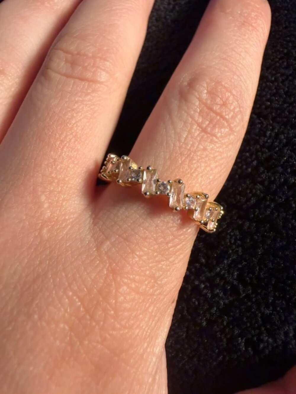 Light Pink Rectangular Baguette Eternity Ring